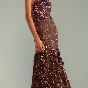 Cynthia Rowley Brown and Red Maxi Skirt